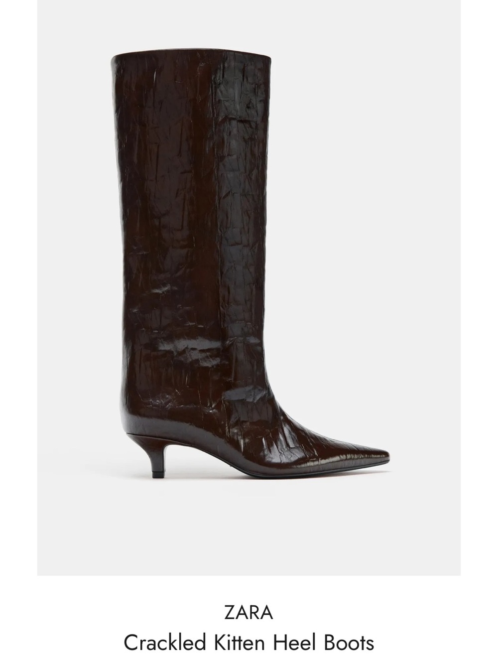 ZARA Crocodile Crackle Kitten Heel Boots NWT Size 38 / 8